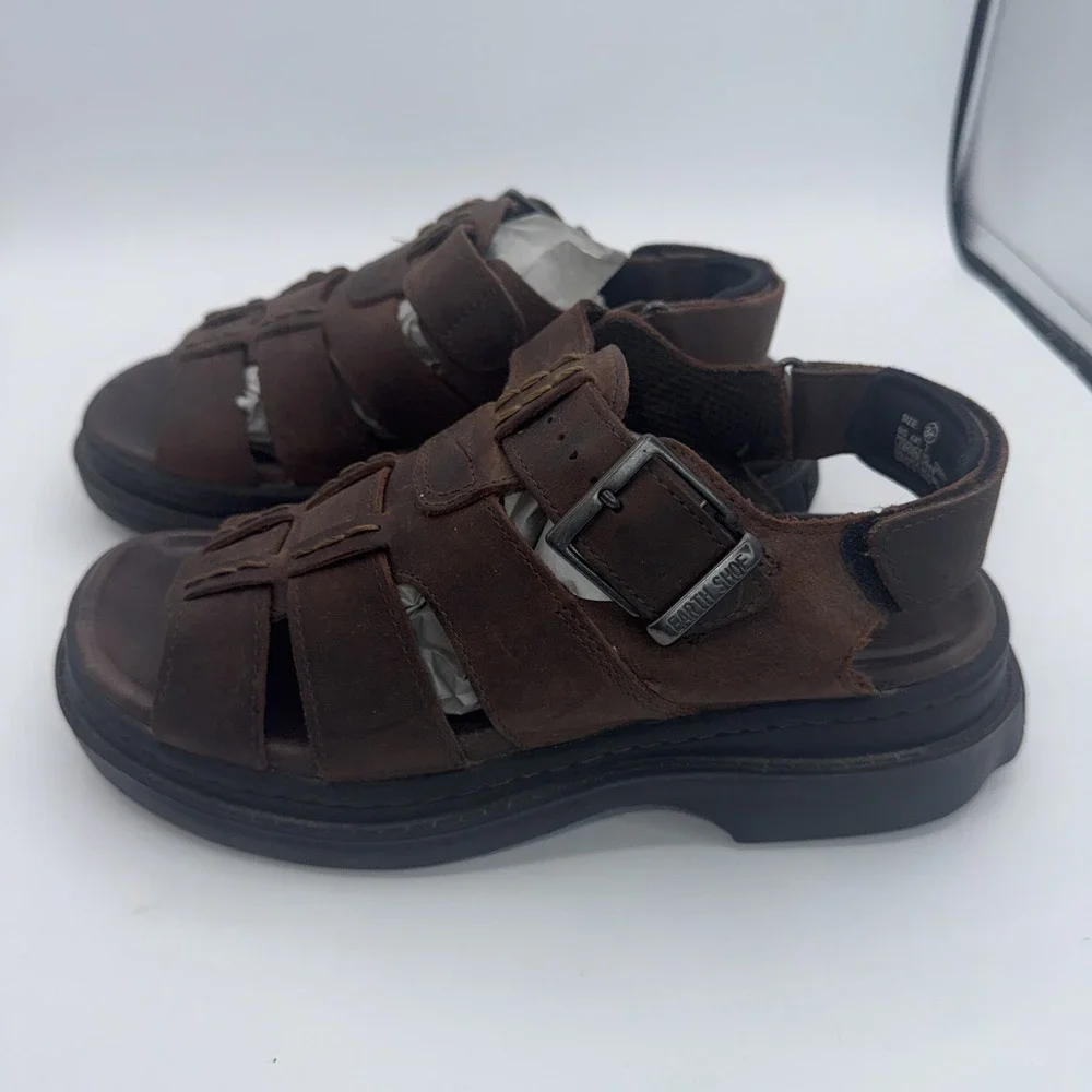 Earth Shoe Sandals Mens 8.5 Brown Leather Nantucket Hiking Camping Outdoor
